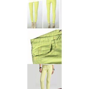 Free People‎ Lime Green Women's Vibrant Colorful Corduroy Skinny Jeans Size 30